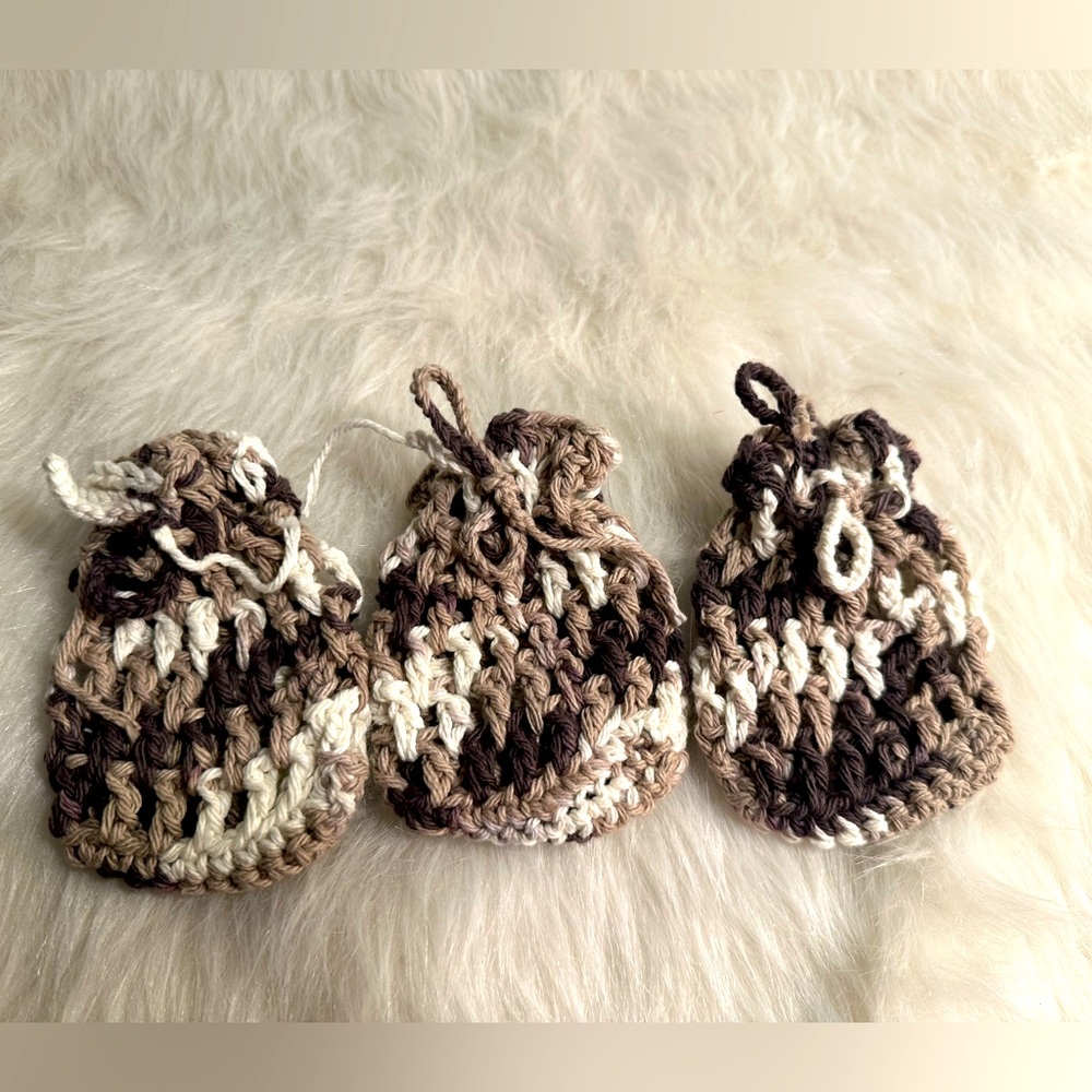 🖤 5/$30🖤 crochet handmade soap saver bags washcloth knit needle craft set of 3